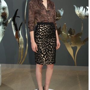 Ann Taylor BRONZE ANIMAL JACQUARD SKIRT